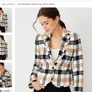 Ann Taylor Newbury Blazer in Check Tweed  Size 14